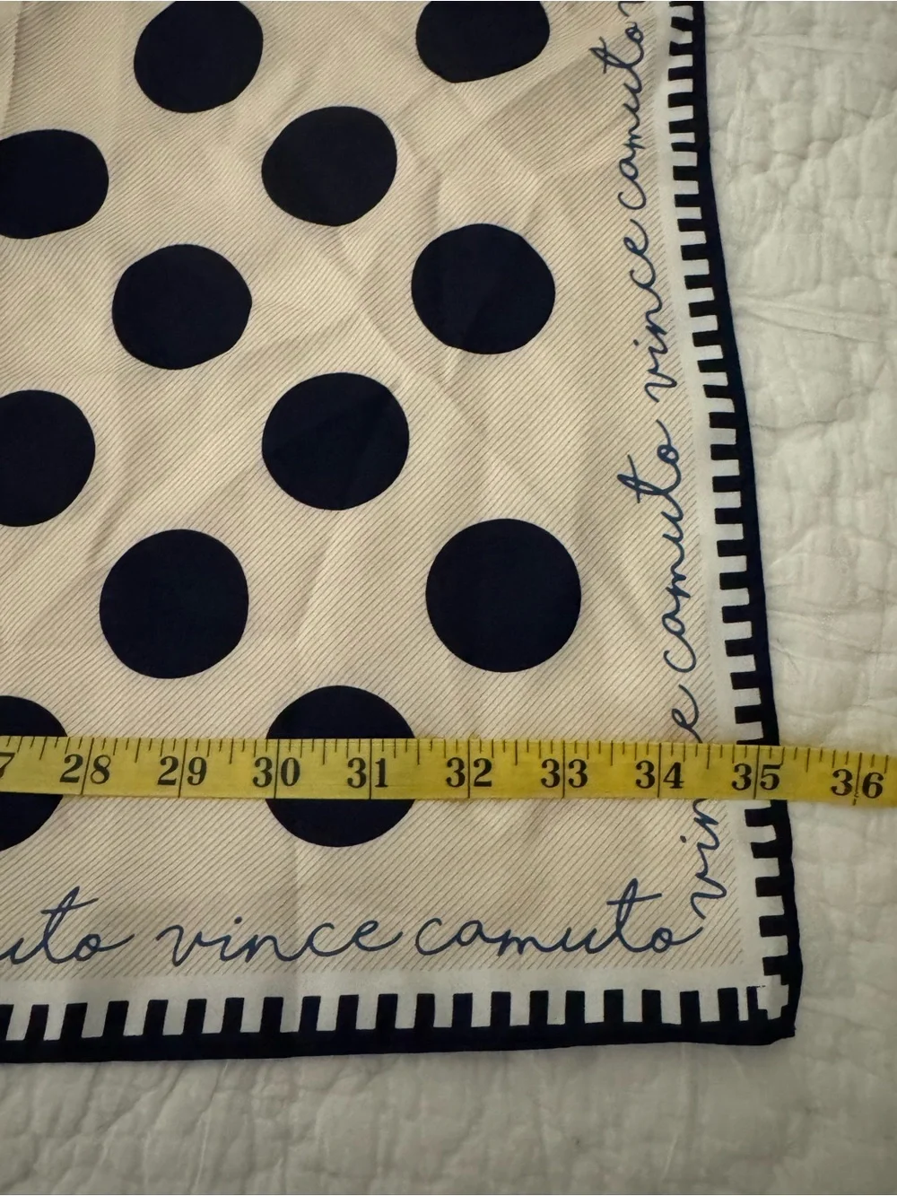 Vince Camuto 💯% Silk Scarf Polka Dot Lt Blue/Cream/Black 35” square